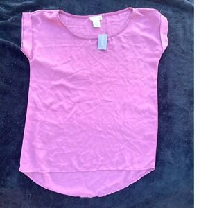 NWT Wet Seal Blouse Lilac Top Flowy High Low‎ Hem Short Sleeve Casual XS